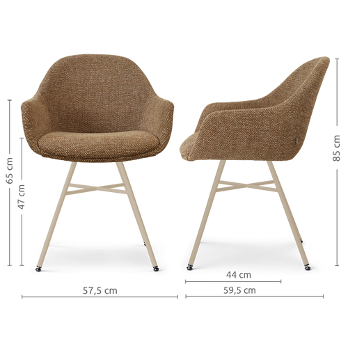 Nolon Noa-Mae eetkamerstoel bruin blend - beige onderstel