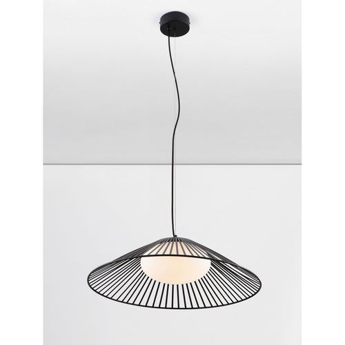 Nova Luce BRUME Hanglamp met draadframe, matzwart, opaal LED 21W 963lm 3000K