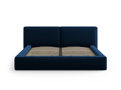 Micadoni Opbergbed met hoofdeinde Jodie 200x200cm, flueel, koningsblauw - 228x251x108cm