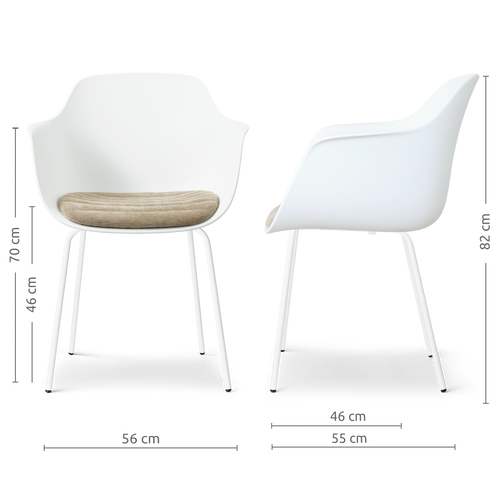 Nolon Nora-Liz eetkamerstoel wit met nougatbruin zitkussen - wit onderstel