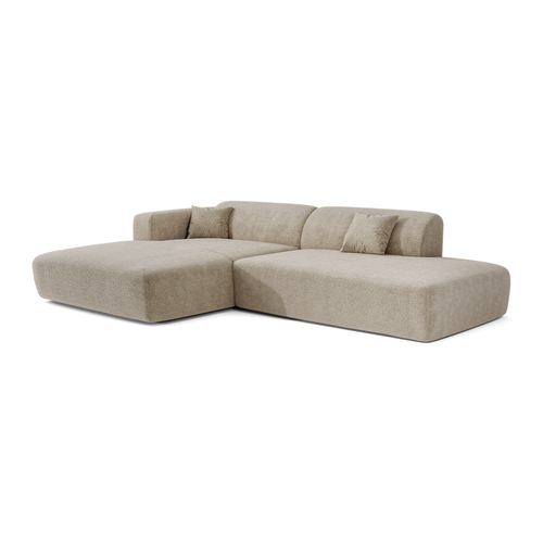 Sia Home - Hoekbanken links MYRA - Fluweel met patroon - Beige - 300cm - vtwonen shop