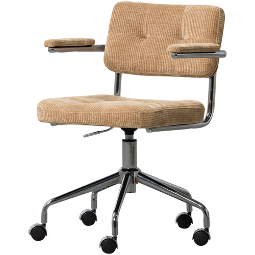 WOOOD bureaustoel Kova - Geweven Ribstof - Donkerzand - 87x54x80 - vtwonen shop