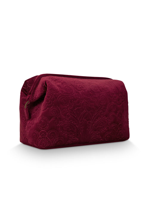 Pip Studio - Cooper Make up tasje - Velvet Quiltey Days - Rood - 13.8 x 20.7 x 30 cm