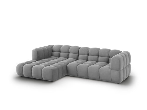 Cosmopolitan Design Modulaire hoekbank links Sky 4-zits, flueel, lichtgrijs - 162x272x70cm