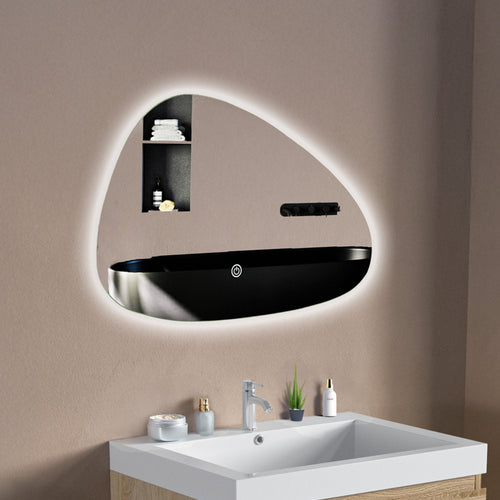 LOMAZOO badkamerspiegel Malaga - met LED verlichting & spiegelverwarming - asymmetrisch - 60 x 37.5 cm