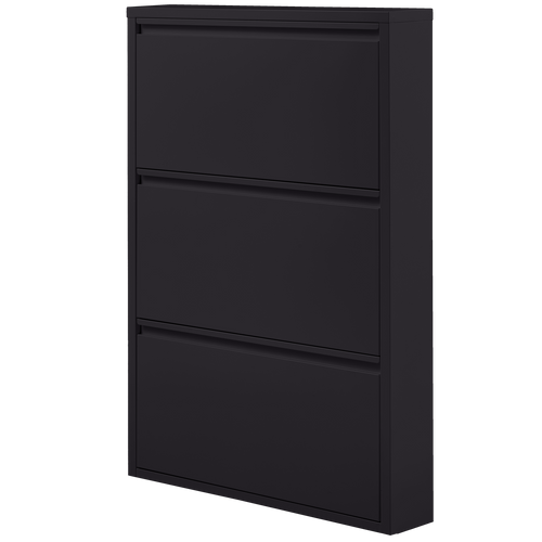 WOOOD 3-vaks schoenenkast Sabine - Metaal - Zwart - 103x66x16 - vtwonen shop