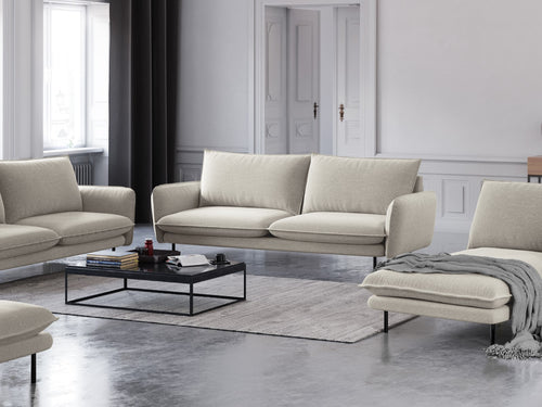 Cosmopolitan Design Bank Vienna 3-zits, structurele stof, lichtbeige - 92x200x95cm