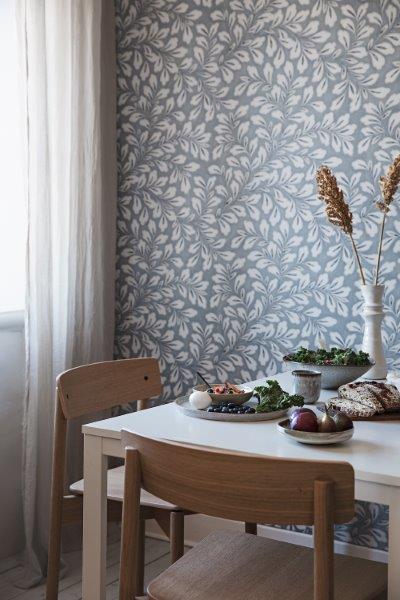 Borastapeter behang bladeren vergrijsd blauw - 53 cm x 10.05 m - 660556