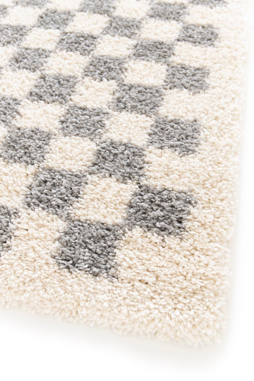 AFK Living vloerkleed Checkers - shaggy - grijs - 80 x 150 cm
