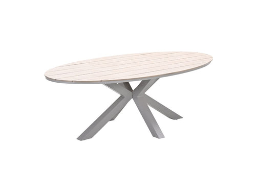 Edison tafel ovaal - 220x115 cm -taupe -light teak Vironwood - vtwonen shop