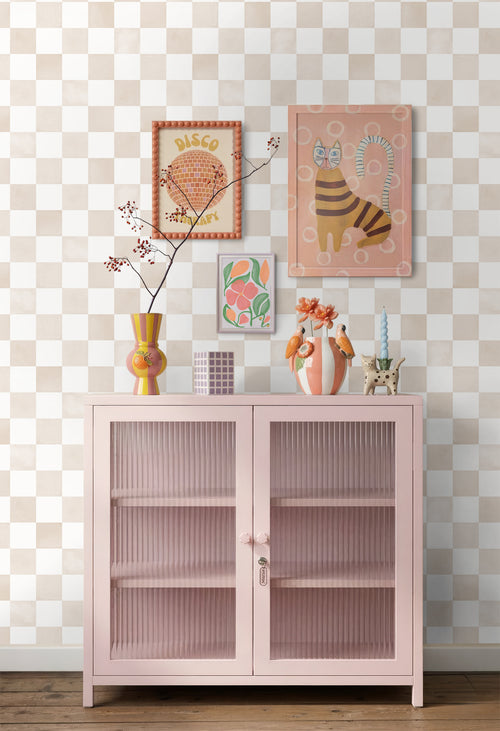 ESTAhome behang geblokt motief beige en wit - 53 cm x 10.05 m - 131291
