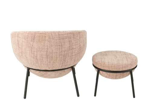 J-Line loungestoel + poef - ijzer - roze/zwart