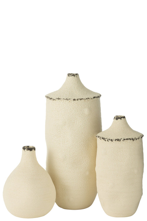 J-Line vaas Bay - keramiek - wit/zwart - large - 40.5 cm hoog