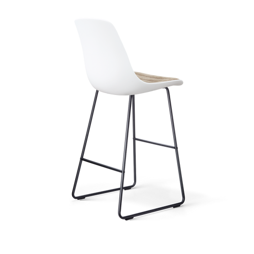 Nolon Nino-Liv barkruk wit met nougatbruin zitkussen - zwart onderstel - 75 cm