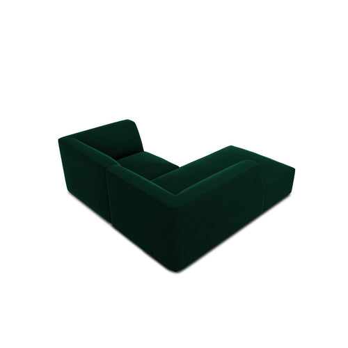 Cosmopolitan Design - Modulaire hoekbank links Siena 3-zits, flueel flessengroen - 180x186x69cm