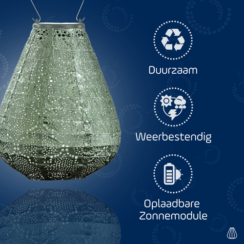 Lumiz solar lampion - baar tulip - 20 cm - sage green - vtwonen shop
