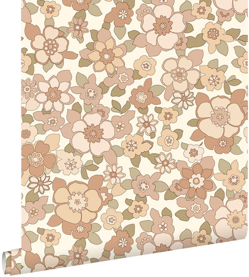 ESTAhome behang retro bloemen beige - 50 x 900 cm - 131526 - vtwonen shop