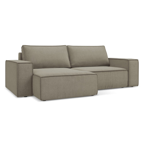 LaMiaSofa hoekbank links Livorno - textuurstof - donkerbeige - 257x148x82