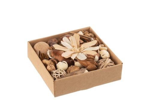 J-Line decoratie Potpourri Droogbloemen/noten - jute - bruin - vtwonen shop