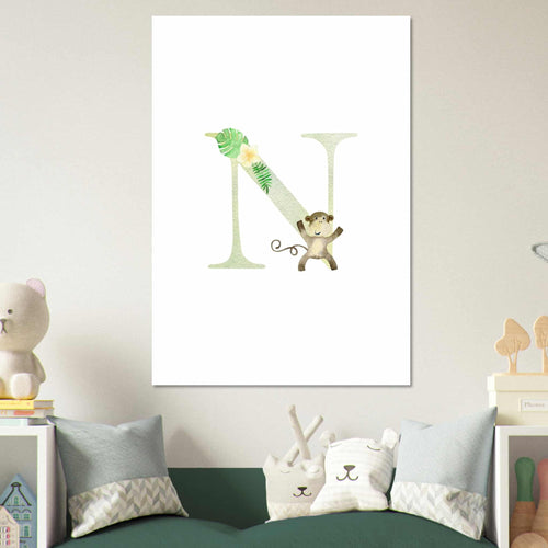 Artfulprints Poster Letter N kindernaam   - 70x100 cm - Meerkleurig
