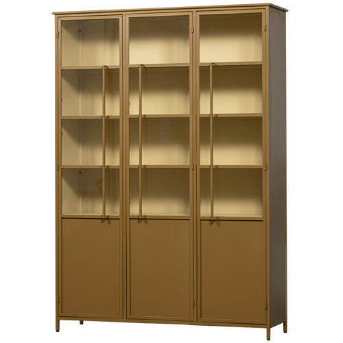 WOOOD 3-deurs vitrinekast XL Exhibit - Metaal - Geel - 200x140x44 - vtwonen shop