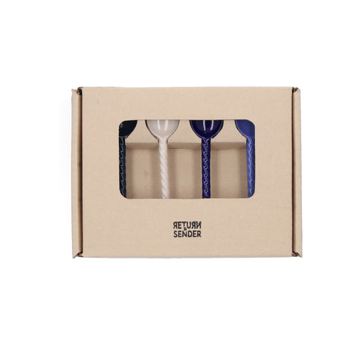 Return to Sender Lepels 15 cm keramiek - blauw - Set van 4