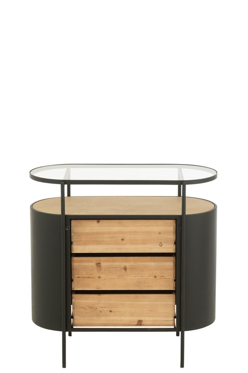 J-Line kast Avy - ijzer - naturel/zwart