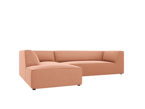 Micadoni linker hoekbank Ruby 4-zits, flueel, roze - 180x273x69cm