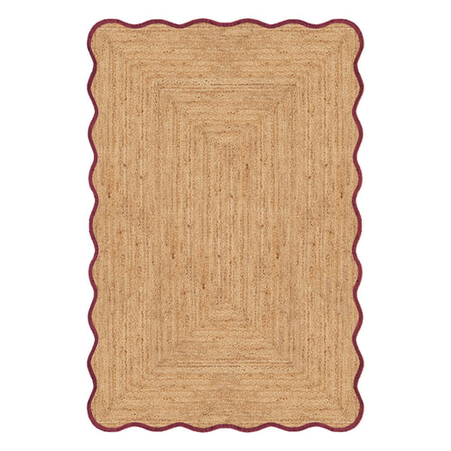 Mrcarpet Jute vloerkleed scallop wafelstructuur naturel/roest 160x230cm - vtwonen shop
