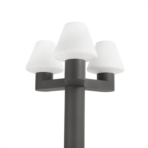 Faro Structure - 3 Lichts Buitenlamp Paal Donkergrijs - Alleen Sokkel IP44, E27