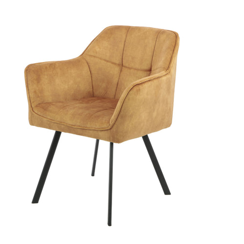 StarFurn Eetkamerstoel Emma - Geel Velvet  - Set van 2