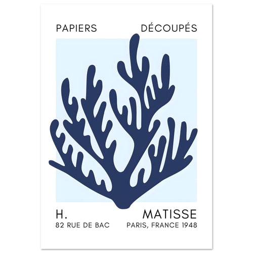 Artfulprints Poster met Lijst Matisse – Coral harmony navy blue I   - 70x100 cm - Blauw