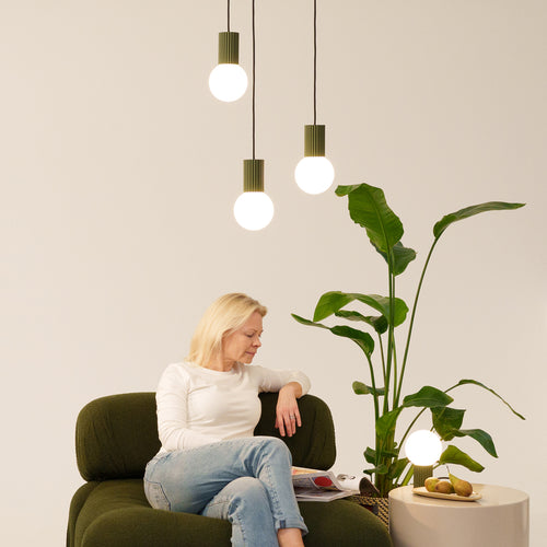 Sollux Lighting Hanglamp HALO 1 olijfgroen - 12x12x120cm