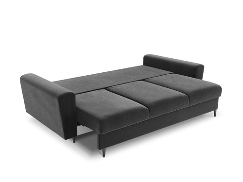 Cosmopolitan Design Slaapbank met opbergdoos Kyoto 3-zits, flueel, lichtgrijs - 100x235x88cm