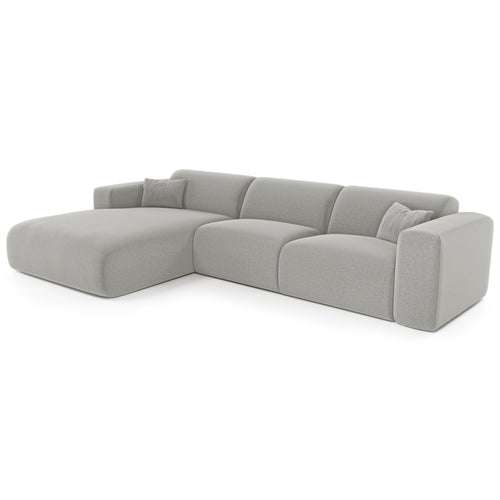 Sia Home - Hoekbank links, uitklapbaar MYRA - kruisweefsel lichtgrijs 280cm