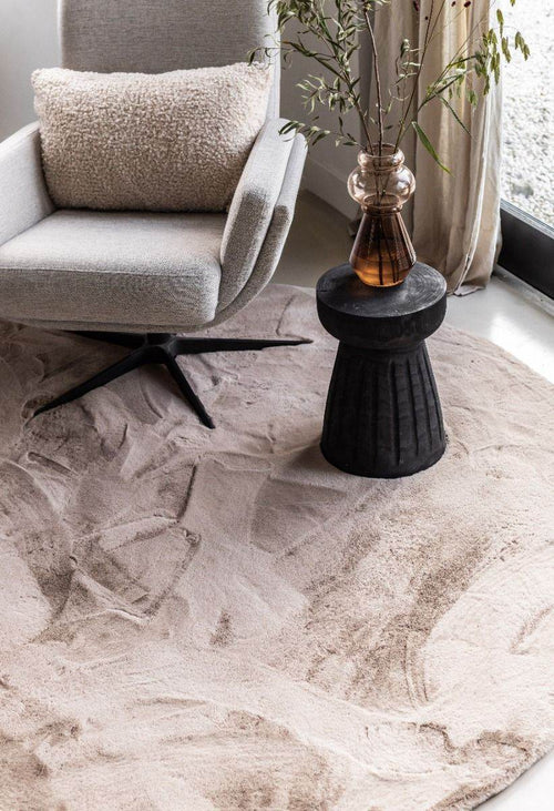 Interieur05  vloerkleed Lux -rond -zacht hoogpolig- beige / taupe - 200 x 200 cm