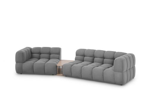 Cosmopolitan Design linker modulaire bank Sky 3-zits, flueel, lichtgrijs - 148x353x70cm
