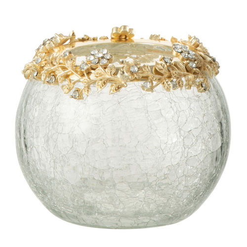 J-Line kaarshouder Volve - metaal/glas - goud/transparant - medium