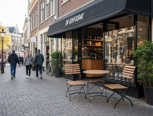 MaximaVida inklapbare ronde acacia bistroset Toscana 70 cm zwart - stoelen zonder armleuning