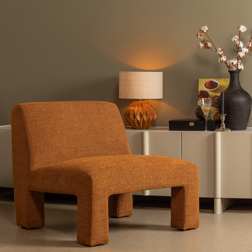 WOOOD fauteuil Lavid - Polyester - Ginger - 73x74x84 - vtwonen shop