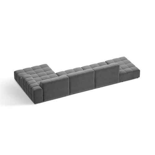 Cosmopolitan Design - Rechter hoekbank Chicago 5-zits, flueel lichtgrijs - 167x348x78cm