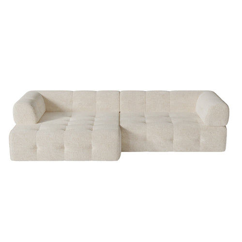 Sia Home - Hoekbanken links CHARLIE - Chenille fluweel - Crème - 238cm