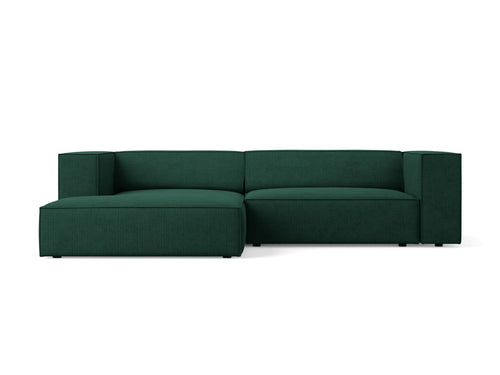 Cosmopolitan Design linker hoekbank Arendal 3-zits, chenille met ribbeleffect, flessengroen - 166x224x70cm