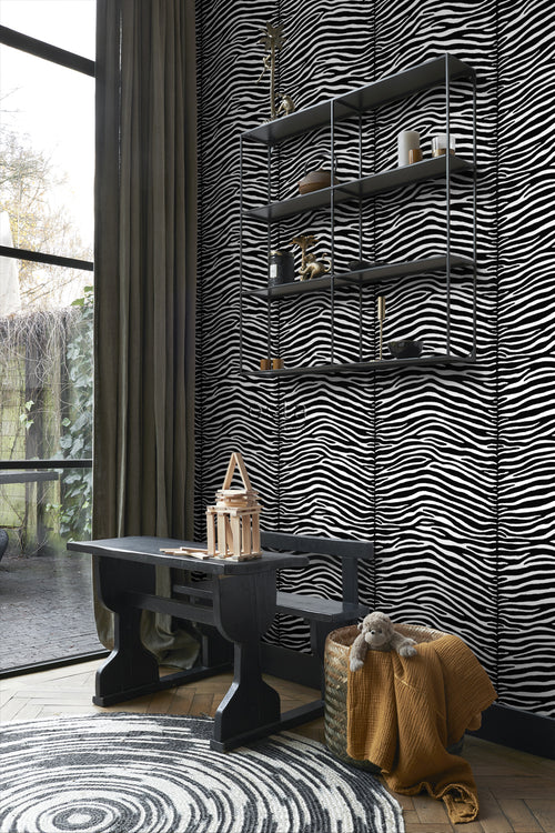 ESTAhome behang zebra's zwart en wit - 53 cm x 10.05 m - 136807
