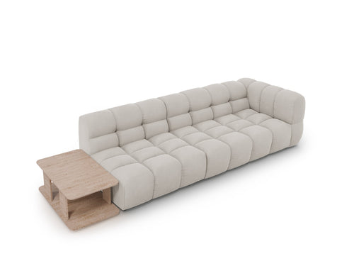 Cosmopolitan Design linker modulaire bank Sky 4-zits, flueel, lichtbeige - 102x297x70cm