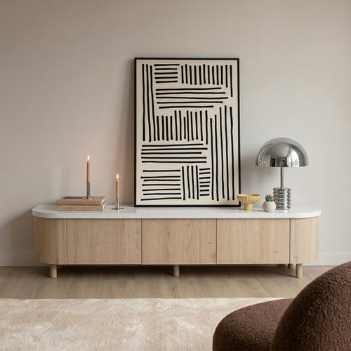 DÉJA Living Tv-meubel Toledo - Naturel Hout/Terrazzo - 180x40x35cm