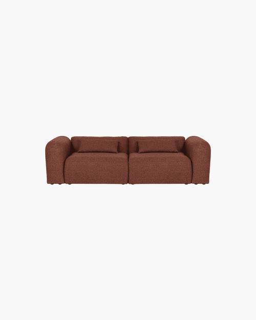 noo.ma Yaro 3-zits slaapbank - Brick Red bouclé, 140x200 slaapfunctie