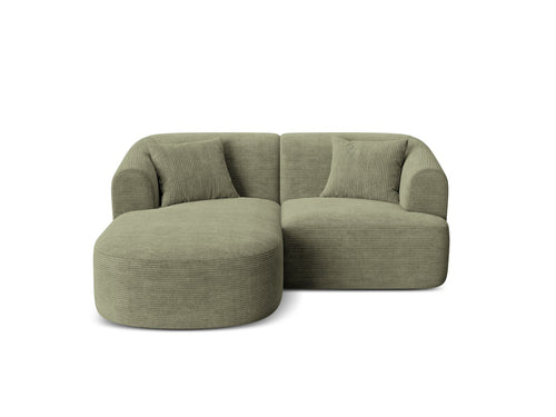 Cosmopolitan Design Modulaire hoekbank links Campi 3-zits, ribfluwelen mosgroen - 156x180x70cm
