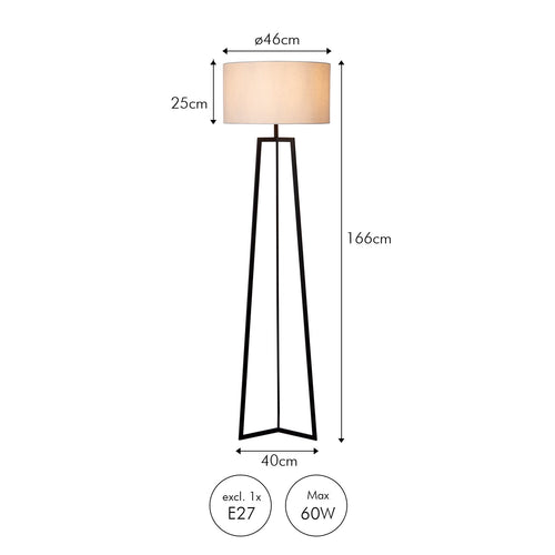 Atmooz vloerlamp Falco - zwart - Ø 46 x H 166 cm - E27