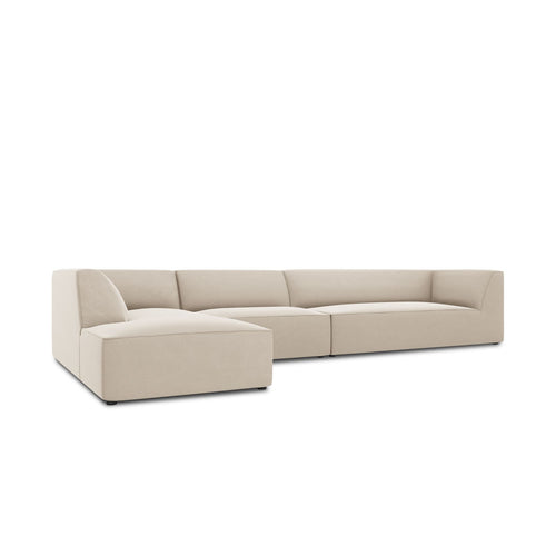 Cosmopolitan Design - Modulaire hoekbank links Siena 5-zits, flueel beige - 180x366x69cm
